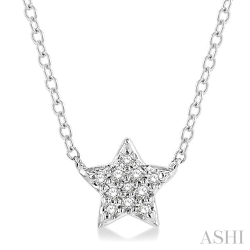 10KW Diamond Star Petite Fashion Necklace w/ 0.08 ctw 18" Chain
